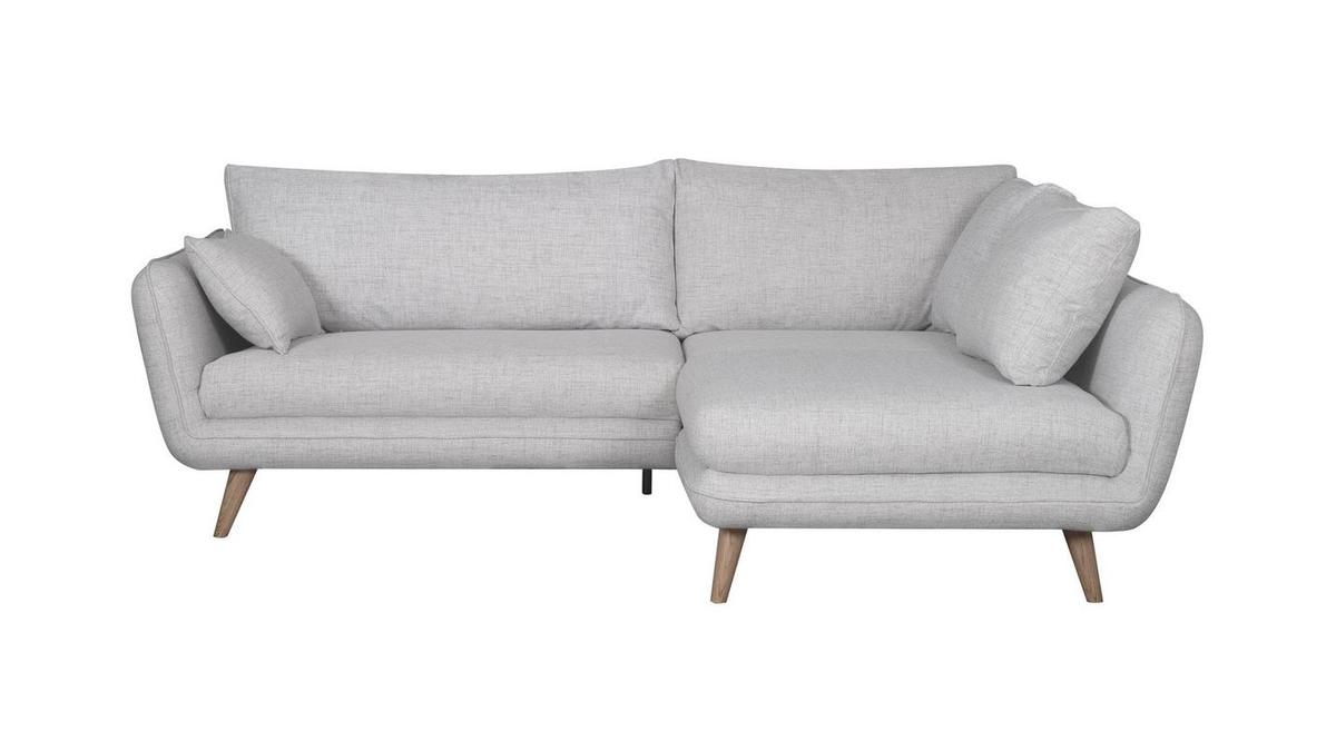 Sofá chaise longue a la derecha estilo nórdico 3/4 plazas gris claro  jaspeado CREEP - Miliboo