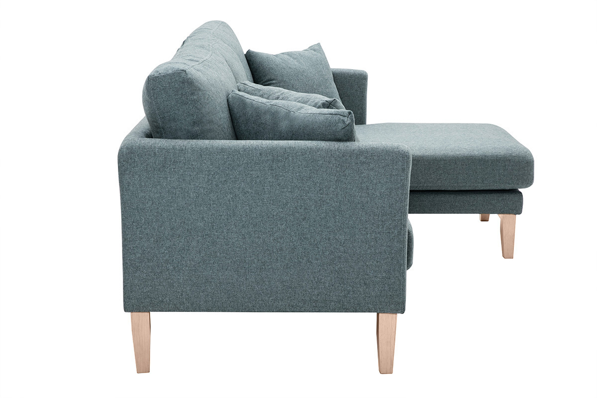 Sof chaise longue a la derecha nrdico 4 plazas verde grisceo y madera clara OSLO