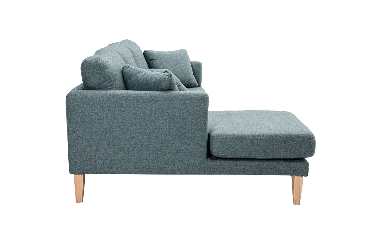 Sofá chaise longue a la izquierda nórdico desenfundable verde grisáceo y madera clara 3-4 plazas OSLO