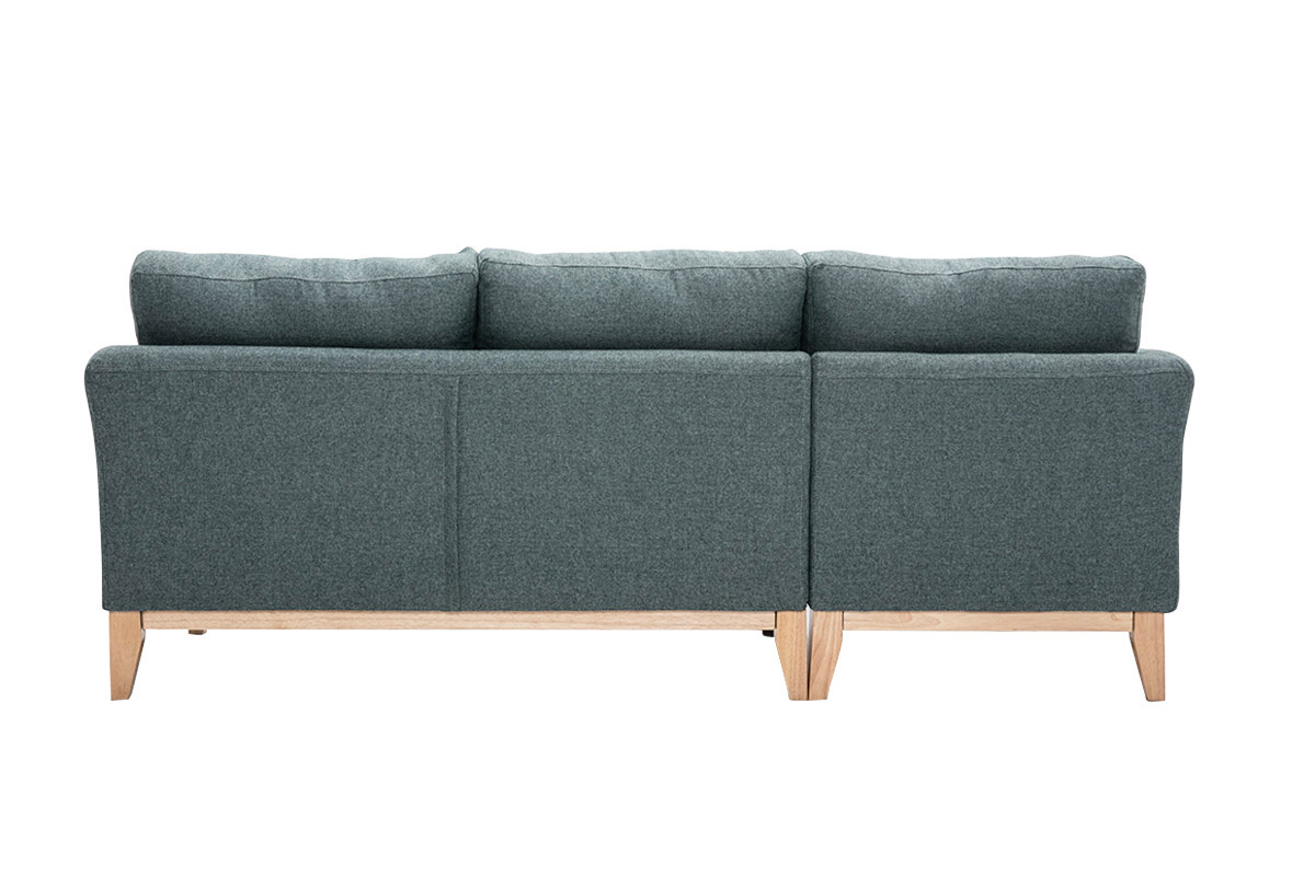 Sofá chaise longue a la izquierda nórdico desenfundable verde grisáceo y madera clara 3-4 plazas OSLO