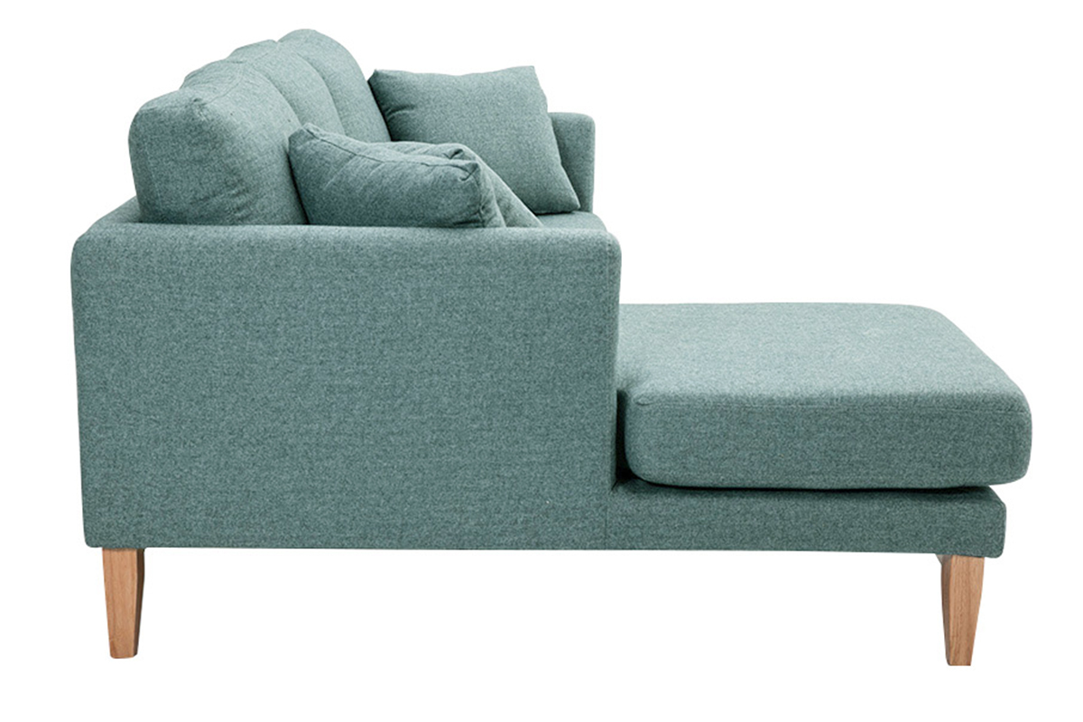 Sof chaise longue a la izquierda nrdico desenfundable verde grisceo y madera clara 3-4 plazas OSLO