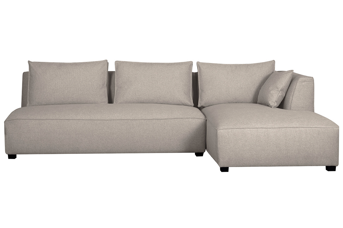 Sof chaise longue derecha modulable con butaca doble beige PLURIEL