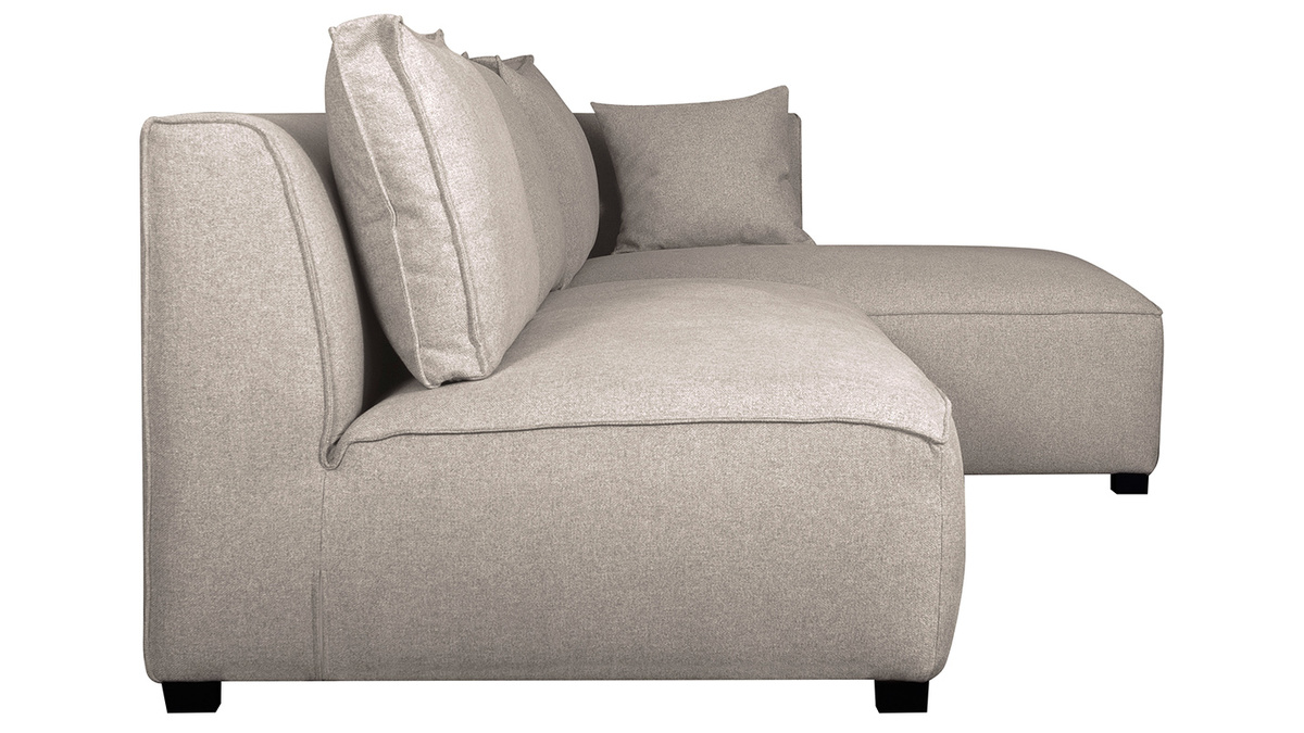 Sofá chaise longue derecha modulable con butaca doble beige PLURIEL