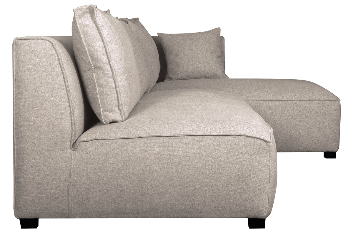 Sof chaise longue derecha modulable con butaca doble beige PLURIEL