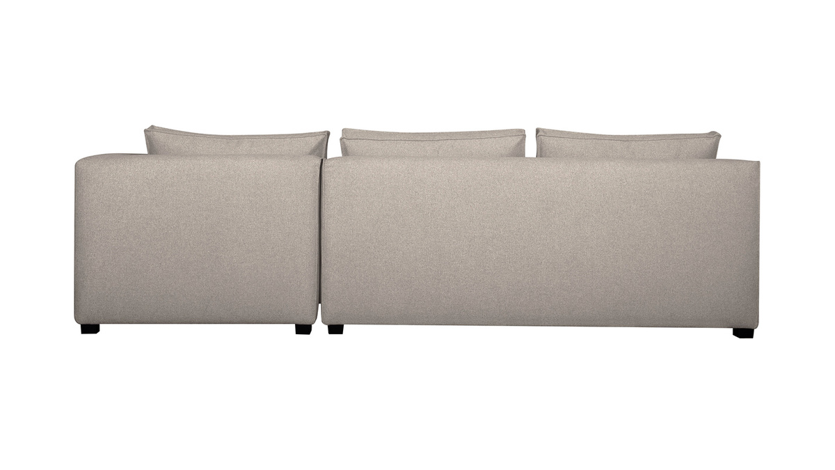 Sofá chaise longue derecha modulable con butaca doble beige PLURIEL