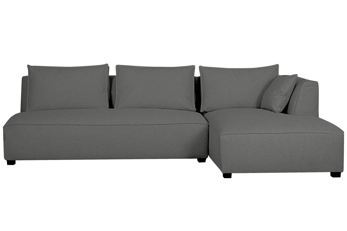 Sof chaise longue derecha modulable con butaca doble gris antracita PLURIEL