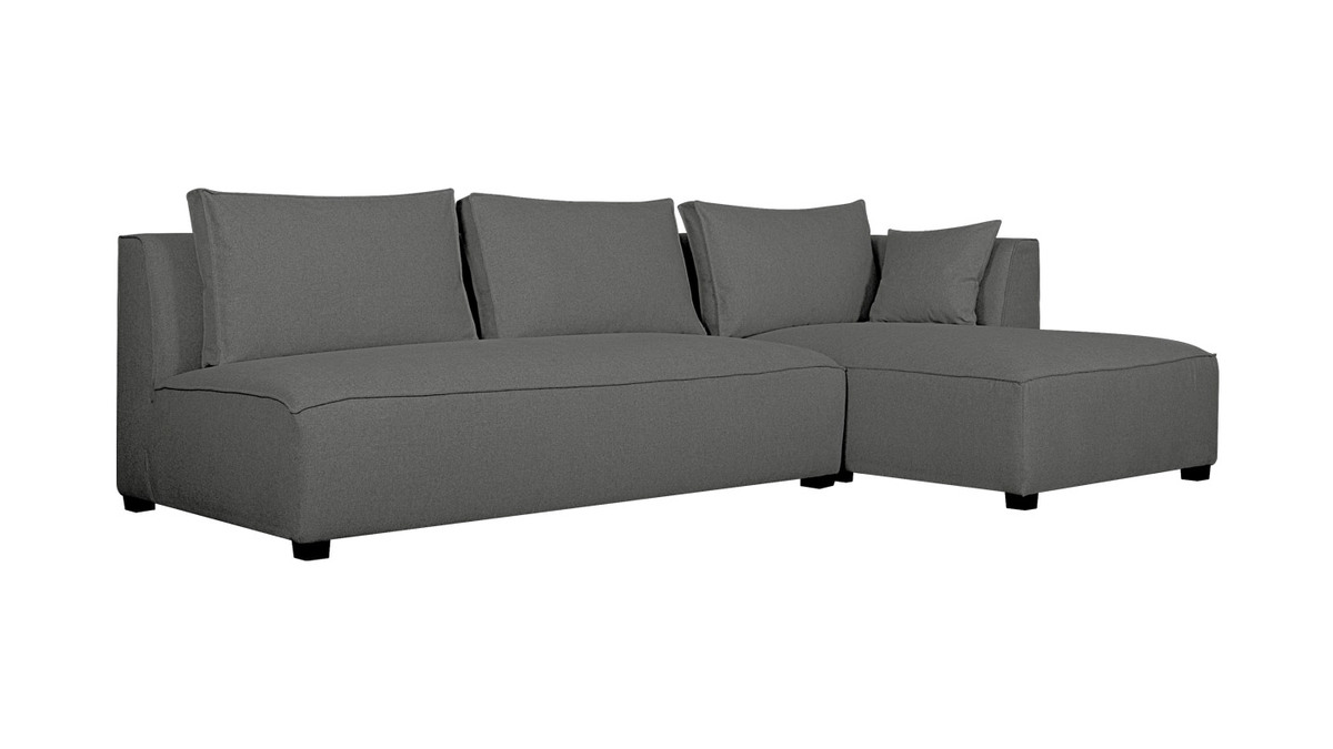 Sof chaise longue derecha modulable con butaca doble gris antracita PLURIEL