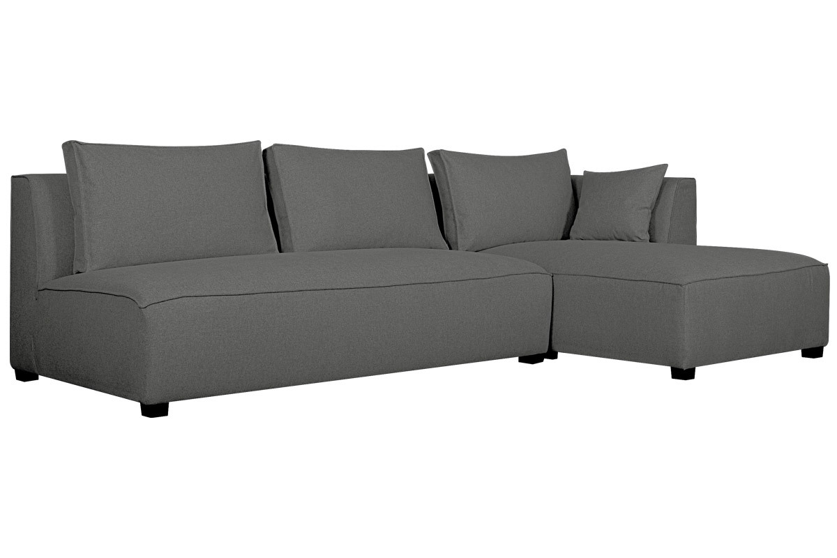 Sof chaise longue derecha modulable con butaca doble gris antracita PLURIEL