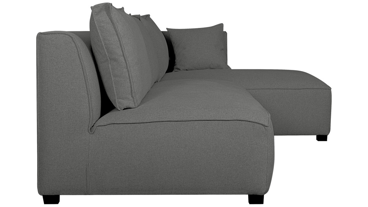 Sof chaise longue derecha modulable con butaca doble gris antracita PLURIEL