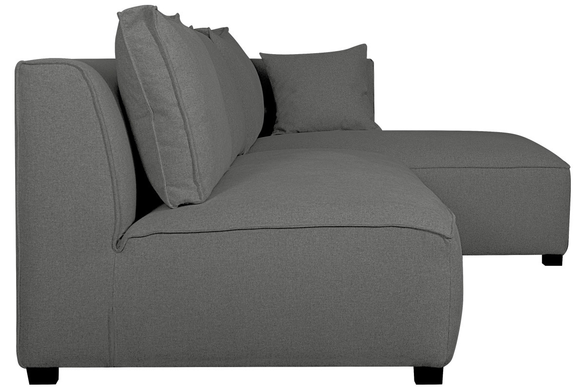 Sof chaise longue derecha modulable con butaca doble gris antracita PLURIEL