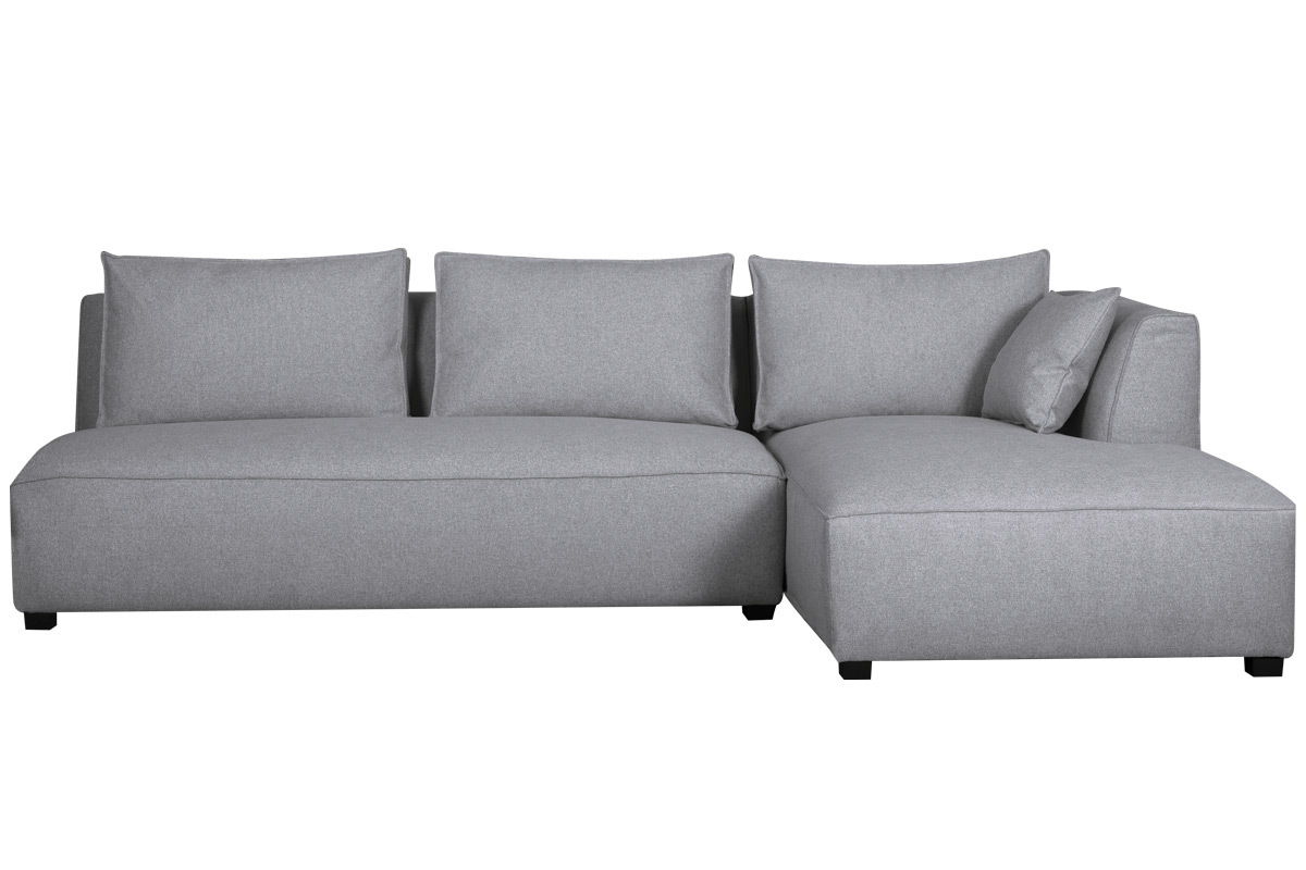 Sof chaise longue derecha modulable con butaca doble gris claro PLURIEL