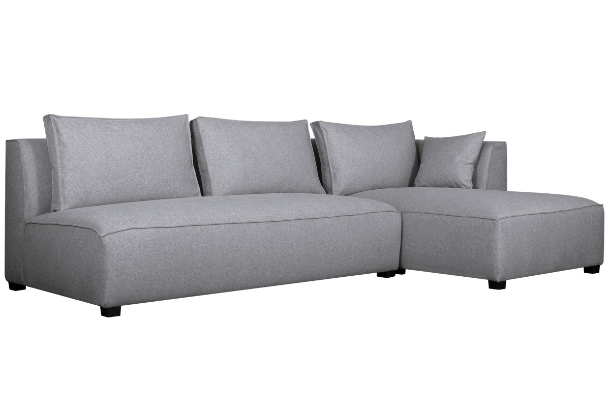 Sof chaise longue derecha modulable con butaca doble gris claro PLURIEL