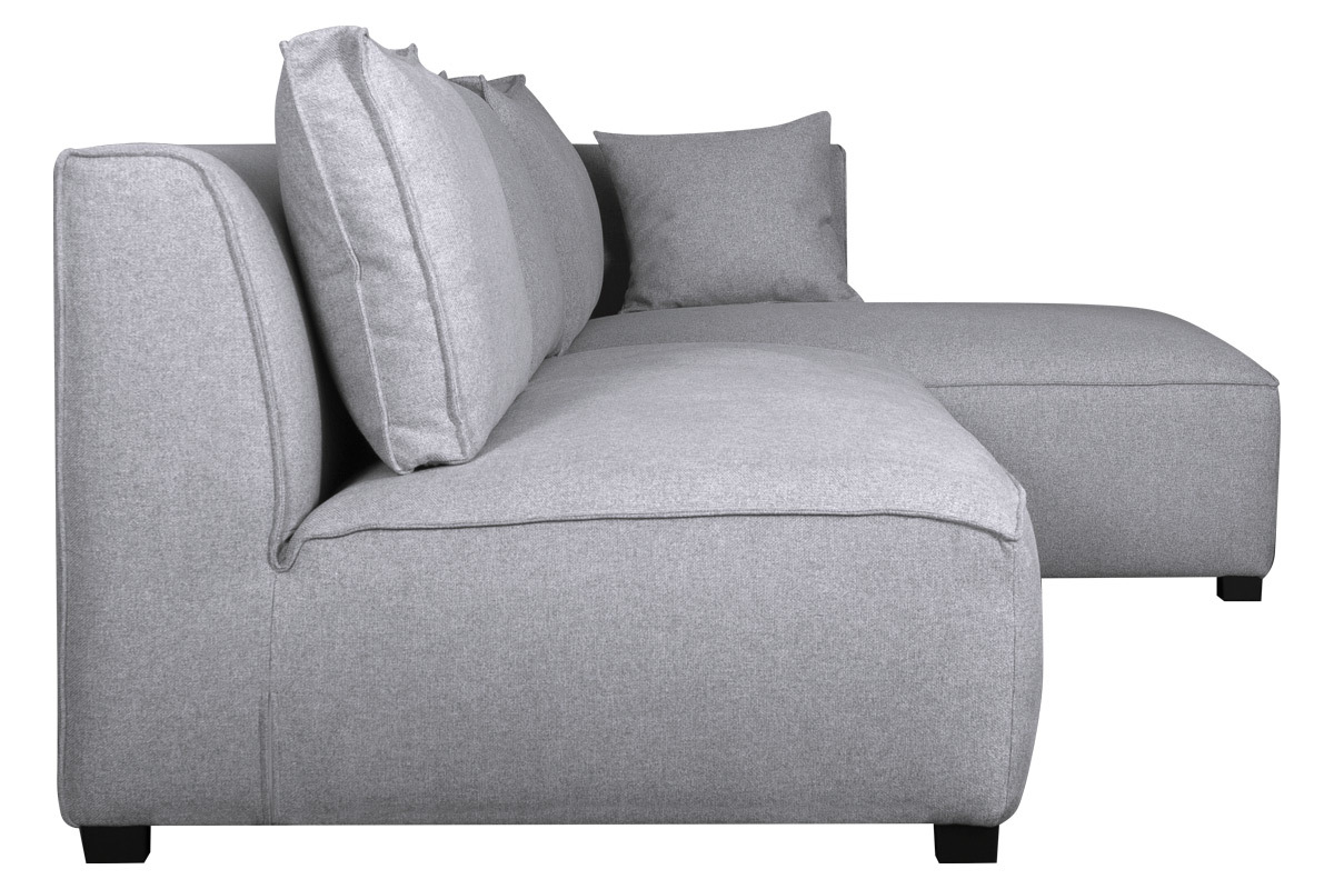 Sof chaise longue derecha modulable con butaca doble gris claro PLURIEL