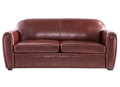 Sof&aacute; Club convertible cuero marr&oacute;n 3 plazas - cuero de vaca