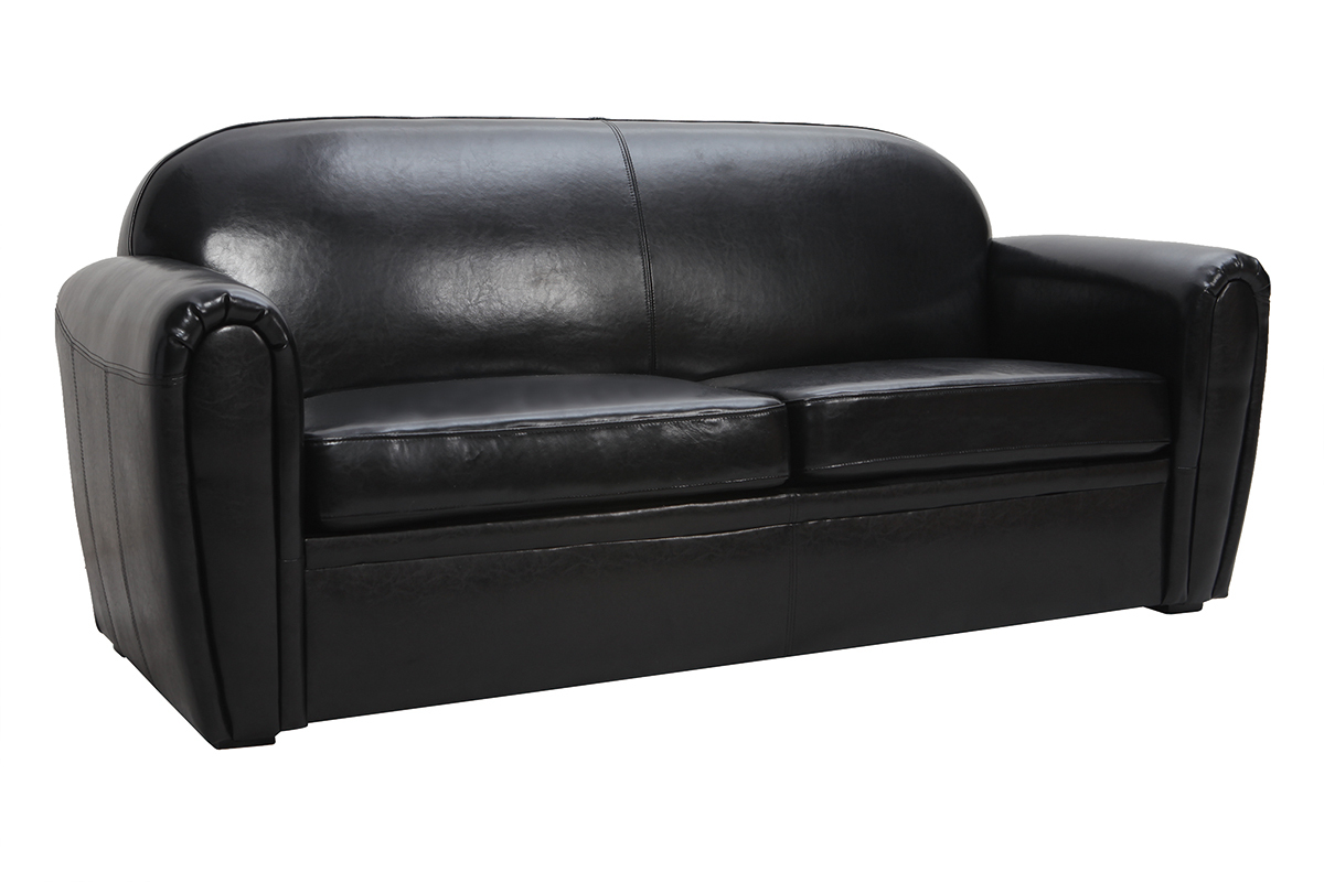 Sof Club convertible cuero negro 3 plazas - cuero de vaca