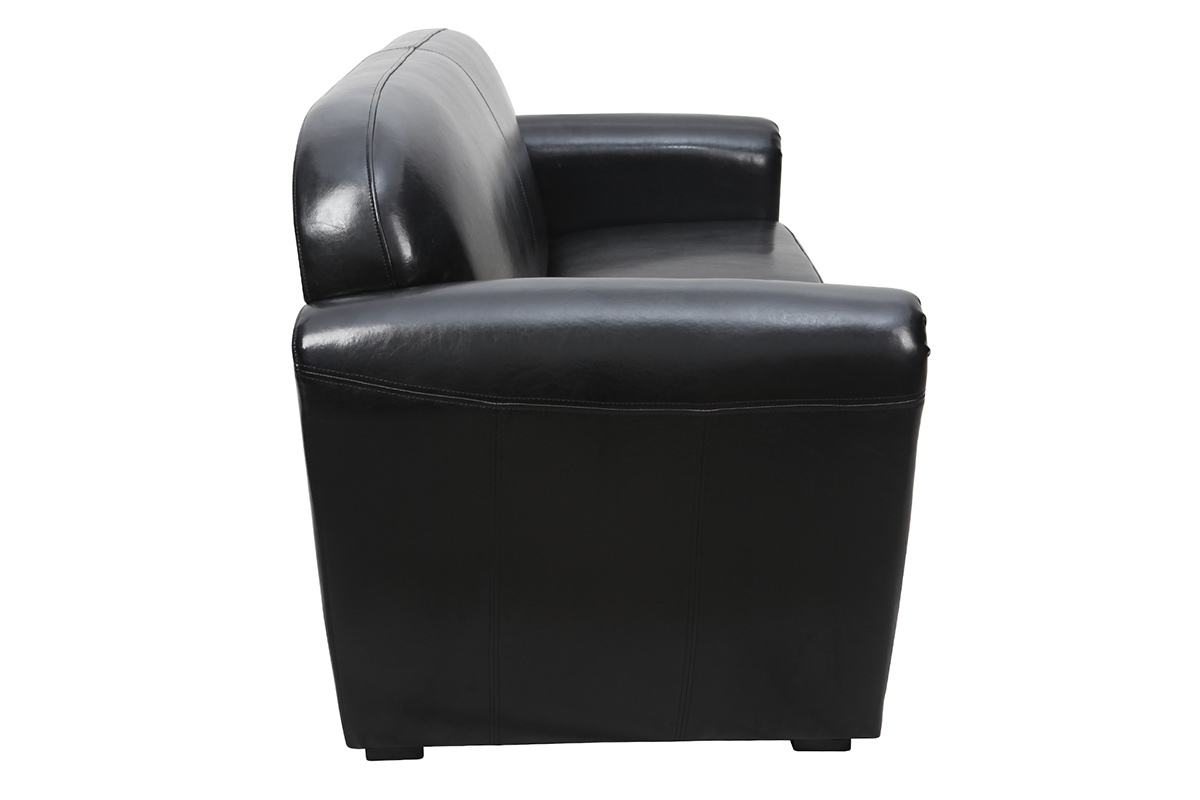 Sof Club convertible cuero negro 3 plazas - cuero de vaca