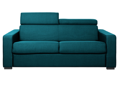 Sofá convertible 3 plazas con reposacabezas ajustables azul petróleo NORO