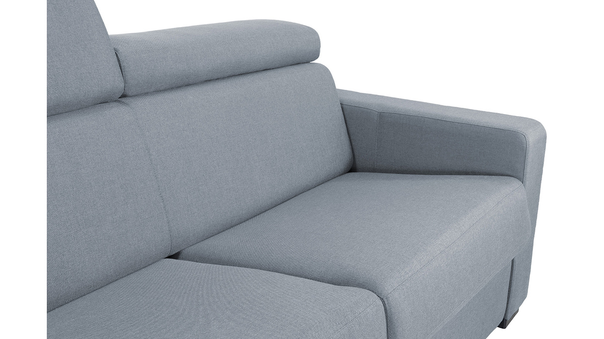 Sof convertible 3 plazas con reposacabezas ajustables gris claro NORO