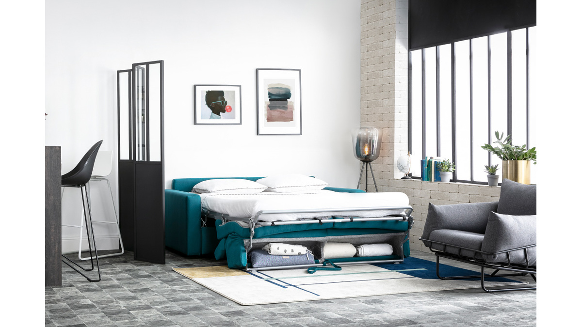Sof convertible 3 plazas con reposacabezas ajustables gris claro NORO