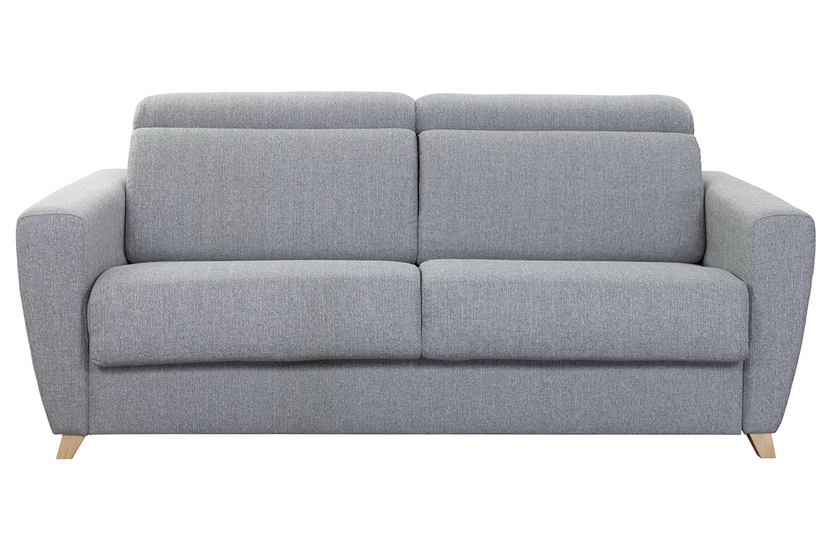Sof convertible 3 plazas con reposacabezas ajustables gris GOYA