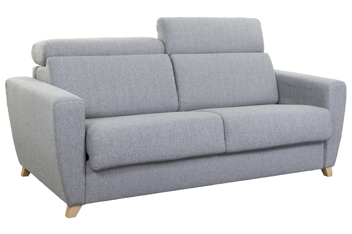 Sof convertible 3 plazas con reposacabezas ajustables gris GOYA