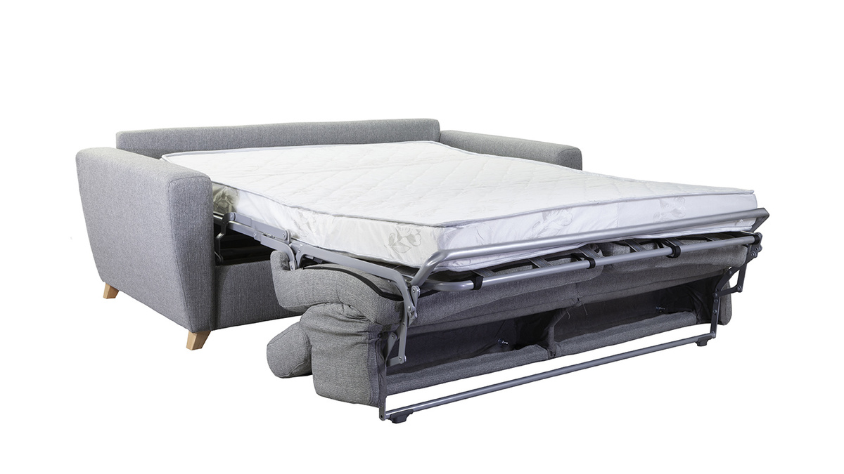 Sof convertible 3 plazas con reposacabezas ajustables gris GOYA