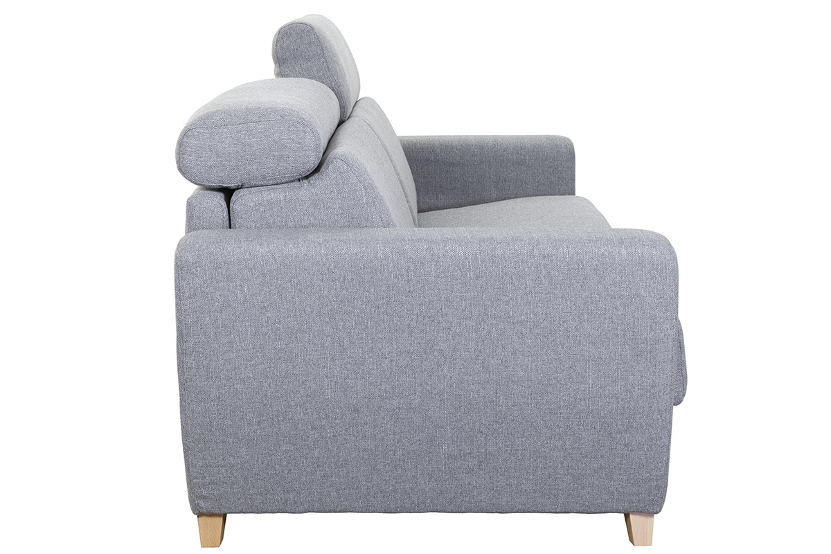 Sof convertible 3 plazas con reposacabezas ajustables gris GOYA