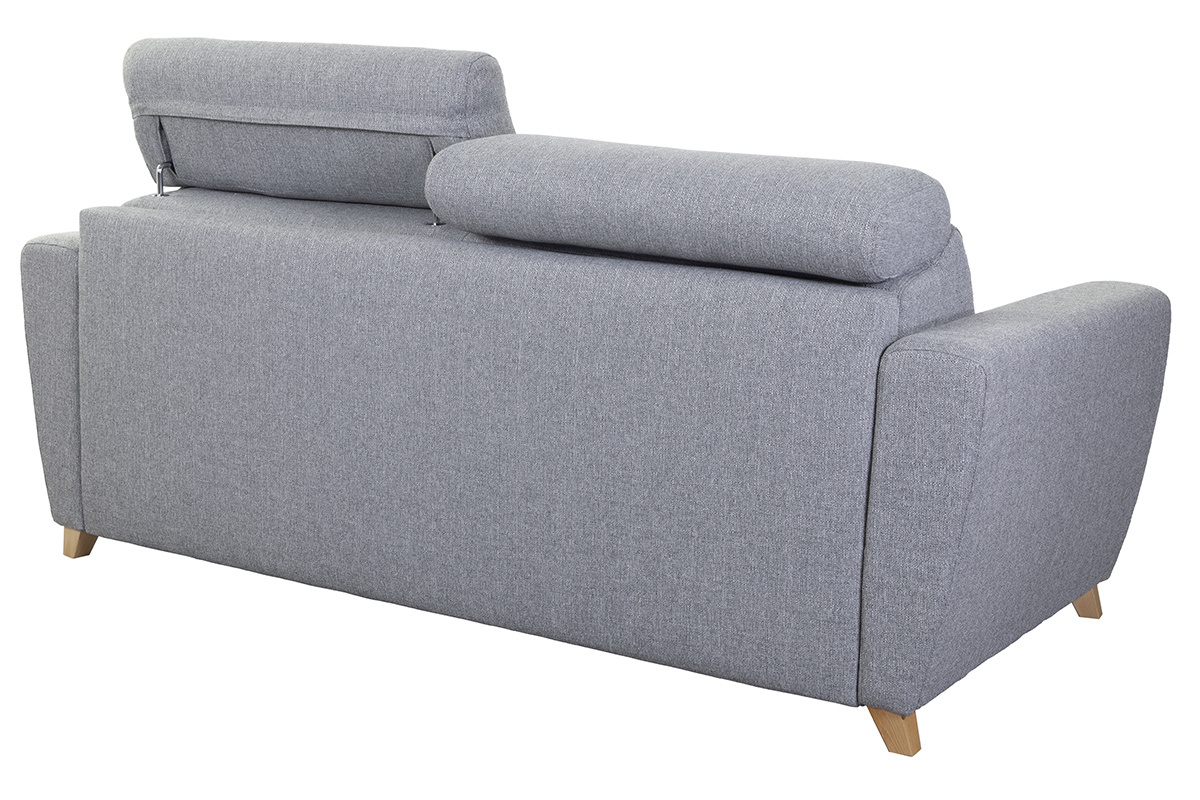 Sof convertible 3 plazas con reposacabezas ajustables gris GOYA