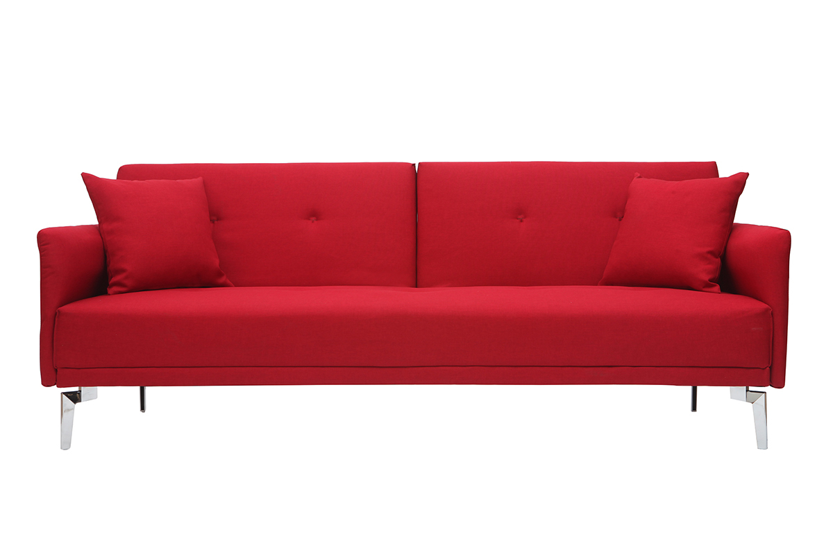 Sof convertible 3 plazas en tejido rojo ELIN