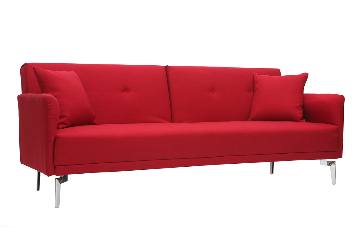 Sof convertible 3 plazas en tejido rojo ELIN