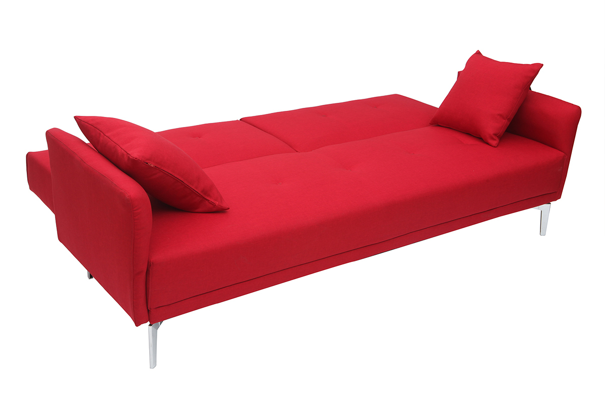 Sof convertible 3 plazas en tejido rojo ELIN
