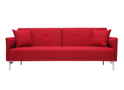 Sofá convertible 3 plazas en tejido rojo ELIN - Sofá convertible 3 plazas en tejido rojo ELIN