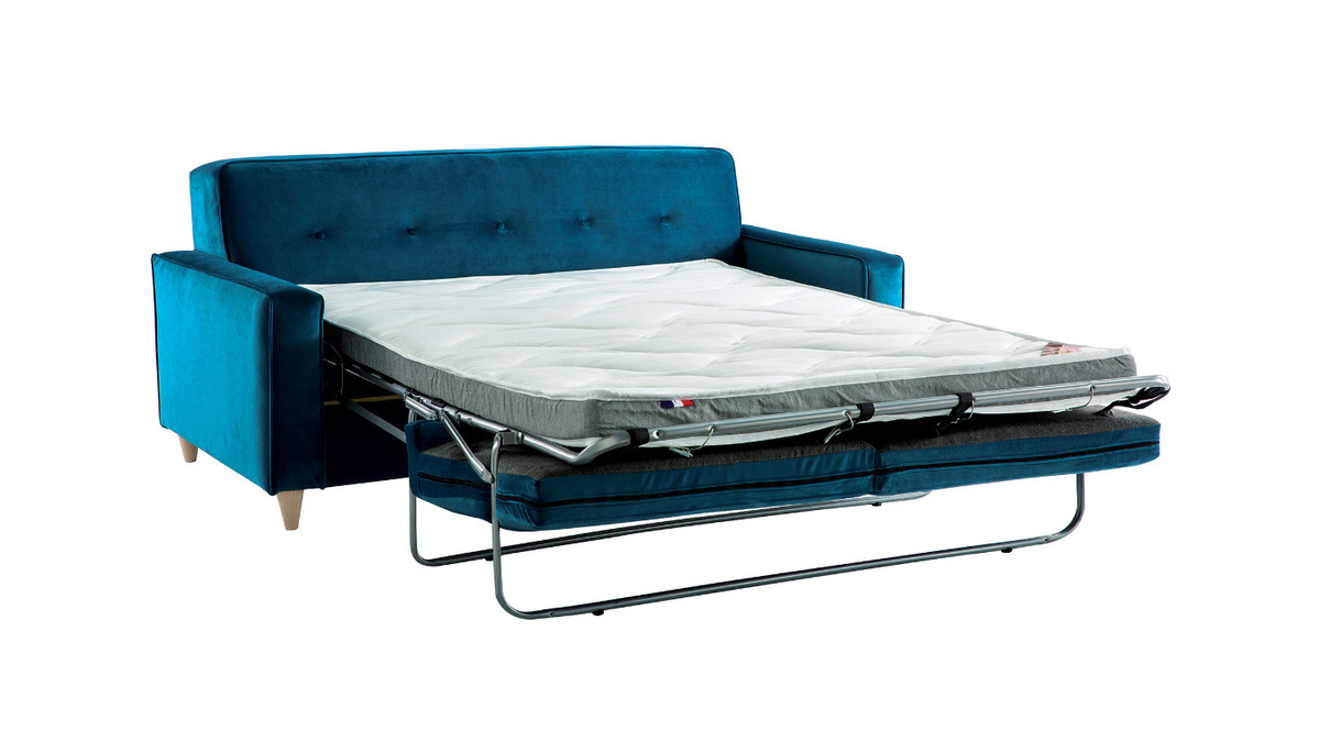 Sof convertible 3 plazas en terciopelo azul petrleo CIGALE