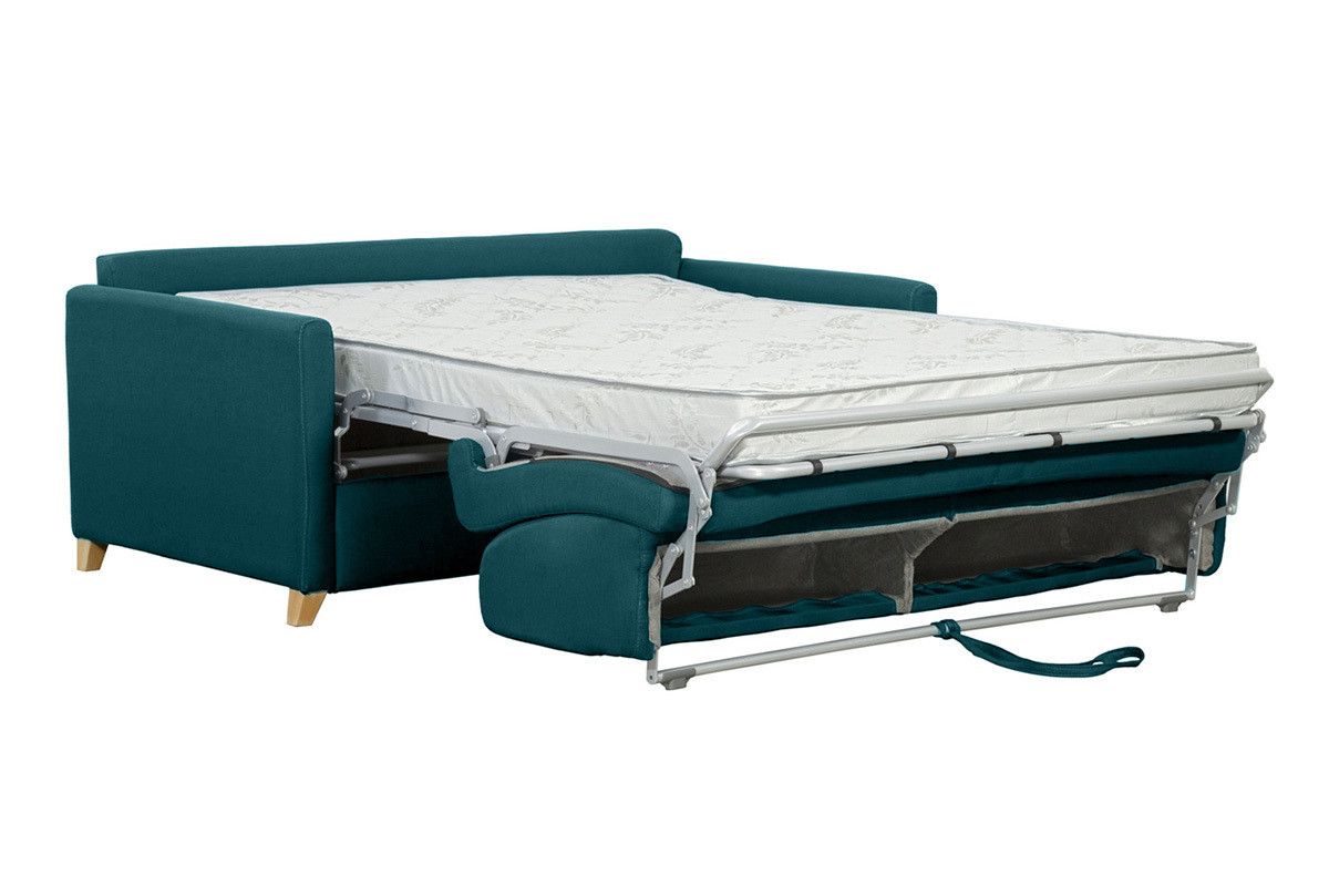 Sof convertible 3 plazas nrdico azul pavo real SKANDY