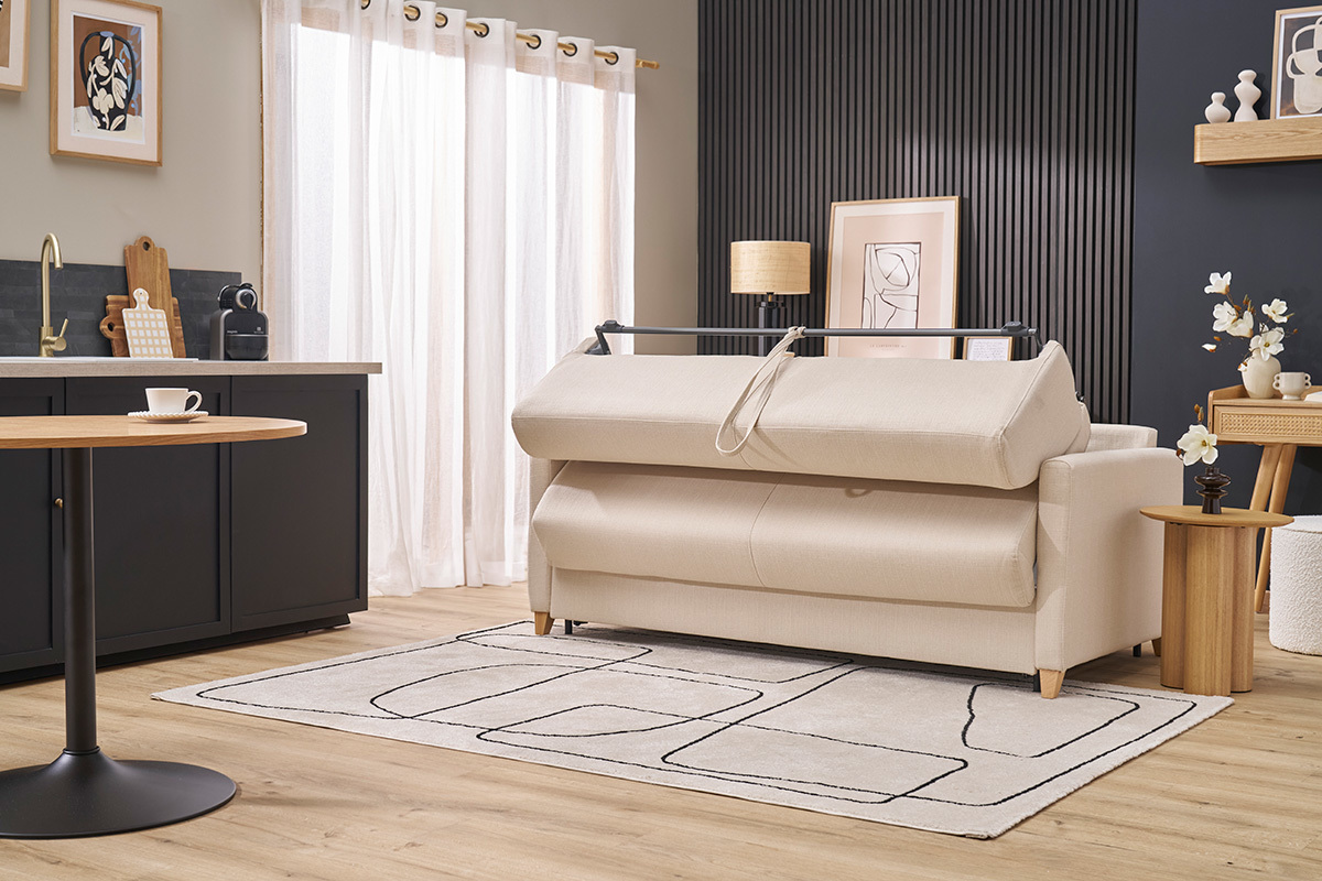 Sof convertible 3 plazas nrdico beige SKANDY