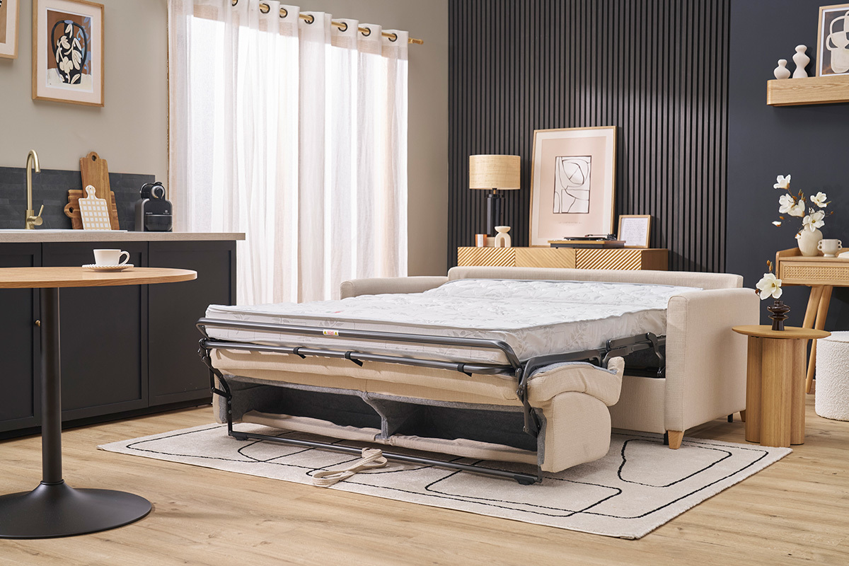 Sof convertible 3 plazas nrdico beige SKANDY