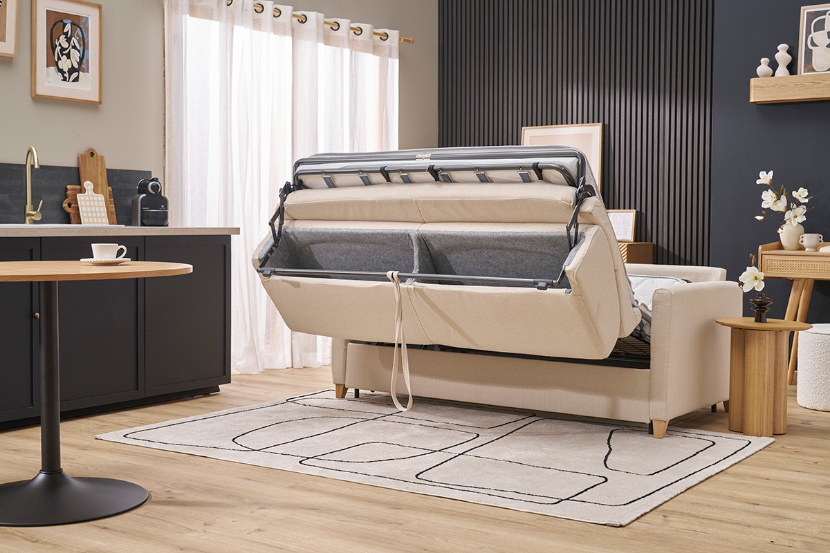 Sof convertible 3 plazas nrdico beige SKANDY