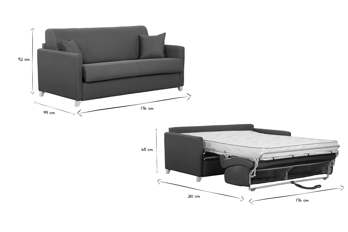 Sof convertible 3 plazas nrdico gris antracita SKANDY