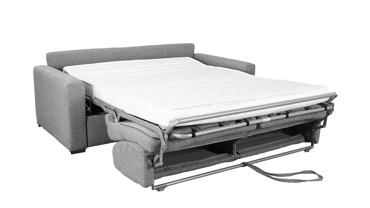 Sofá convertible con colchón 140 cm tejido gris oscuro DOME
