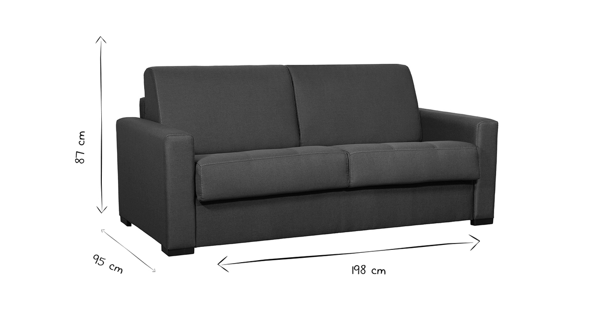 Sof convertible con colchn 140 cm tejido gris oscuro DOME