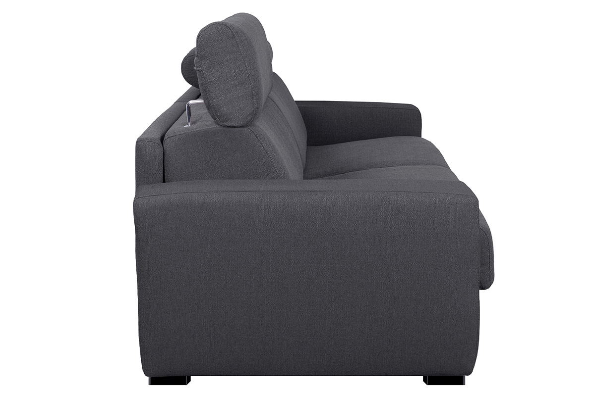 Sof convertible con reposabrazos ajustable terciopelo gris antracita NORO
