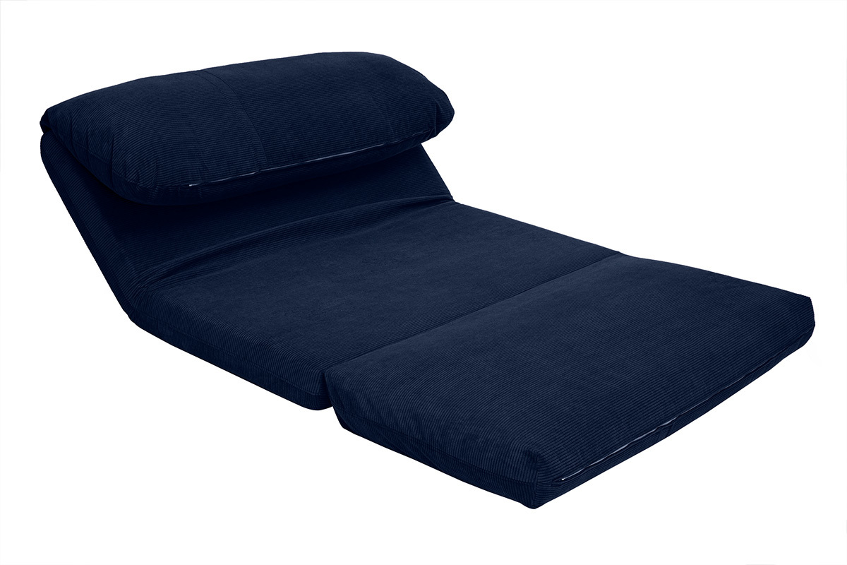 Sof convertible de 2 plazas en terciopelo acanalado azul oscuro SPENCER