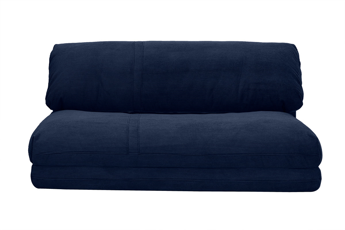 Sof convertible de 2 plazas en terciopelo acanalado azul oscuro SPENCER