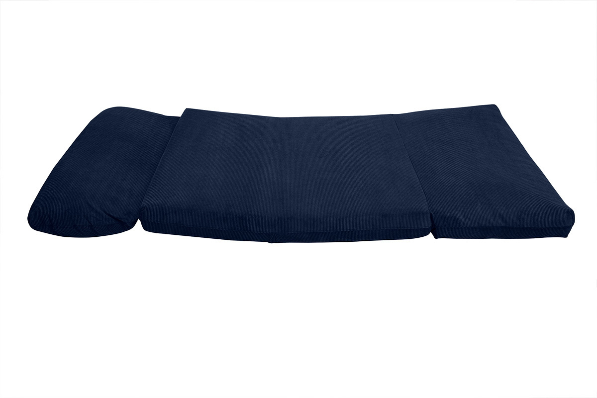 Sof convertible de 2 plazas en terciopelo acanalado azul oscuro SPENCER