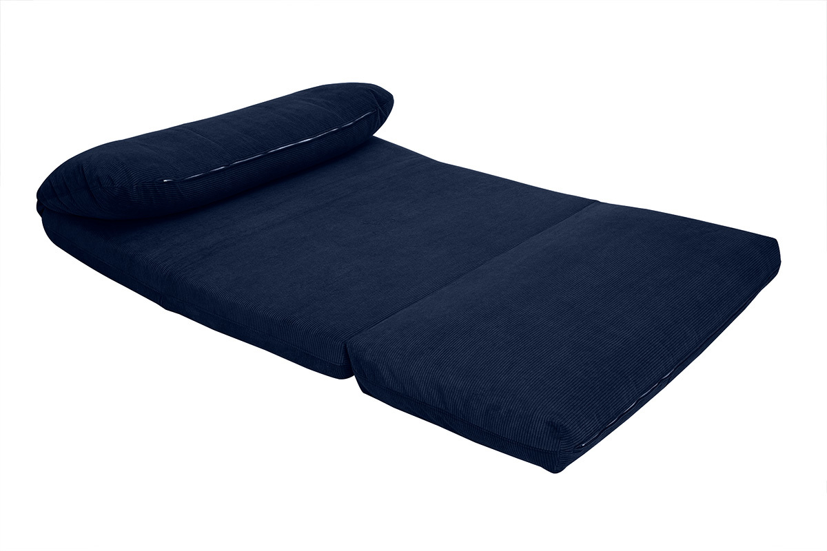 Sof convertible de 2 plazas en terciopelo acanalado azul oscuro SPENCER