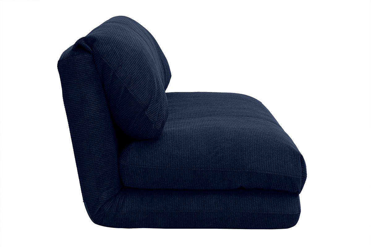 Sof convertible de 2 plazas en terciopelo acanalado azul oscuro SPENCER