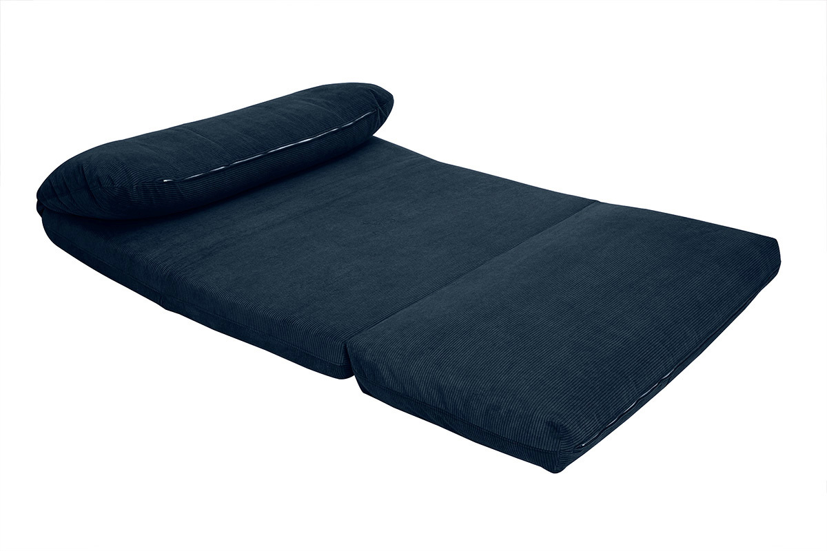 Sof convertible de 2 plazas en terciopelo acanalado azul oscuro SPENCER