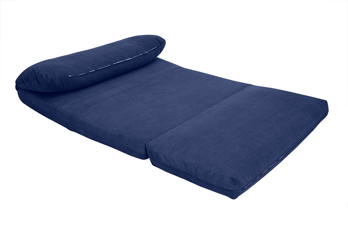 Sof convertible de 2 plazas en terciopelo acanalado azul oscuro SPENCER