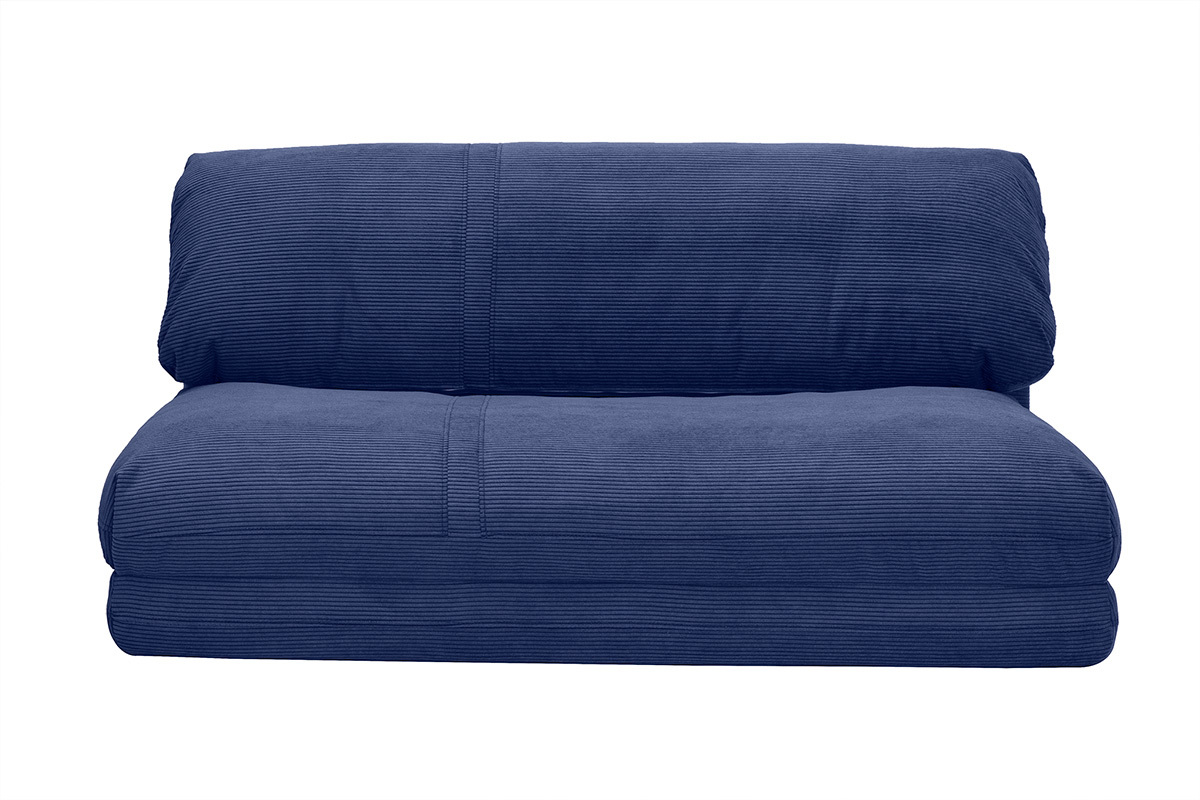 Sof convertible de 2 plazas en terciopelo acanalado azul oscuro SPENCER