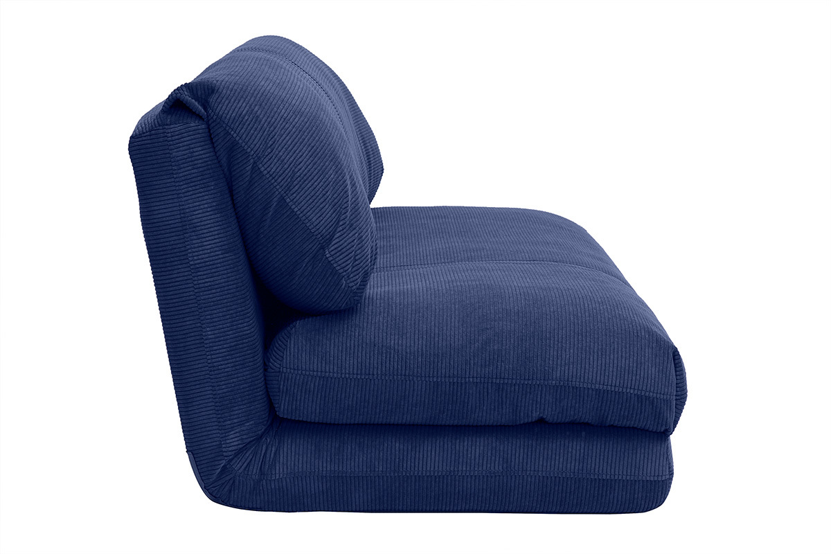 Sof convertible de 2 plazas en terciopelo acanalado azul oscuro SPENCER